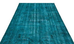 Turquoise  Over Dyed Vintage Rug 5'8'' x 8'8'' ft 173 x 265 cm