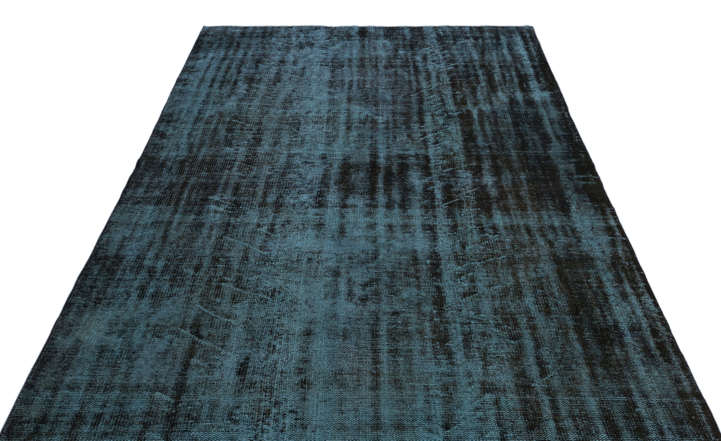 Turquoise  Over Dyed Vintage Rug 5'7'' x 9'8'' ft 170 x 295 cm