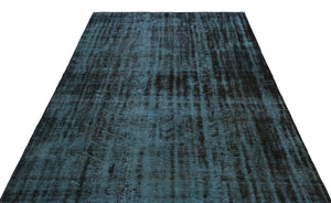 Turquoise  Over Dyed Vintage Rug 5'7'' x 9'8'' ft 170 x 295 cm