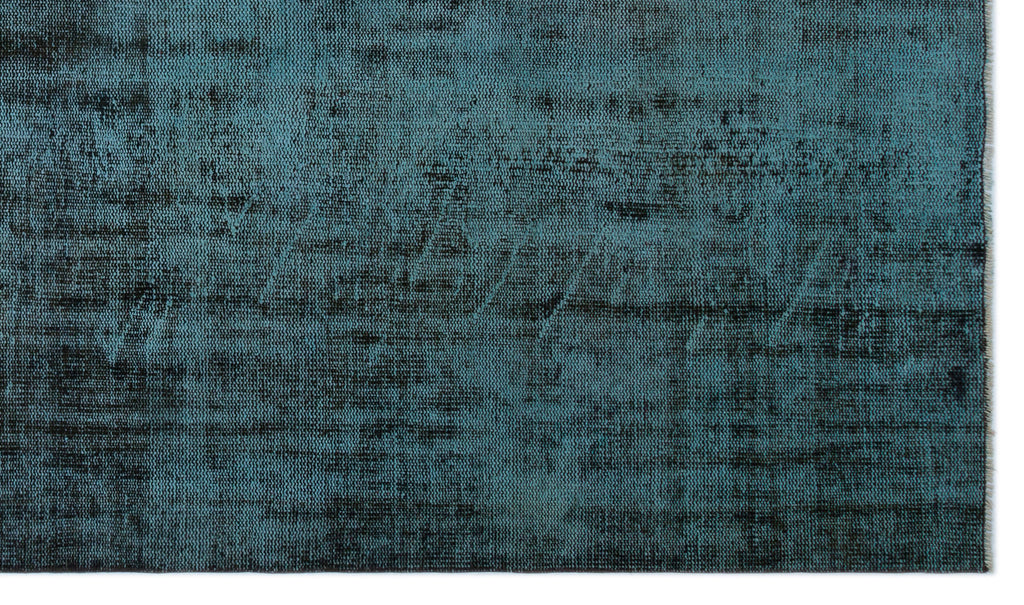 Turquoise  Over Dyed Vintage Rug 5'7'' x 9'8'' ft 170 x 295 cm