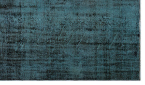 Turquoise  Over Dyed Vintage Rug 5'7'' x 9'8'' ft 170 x 295 cm