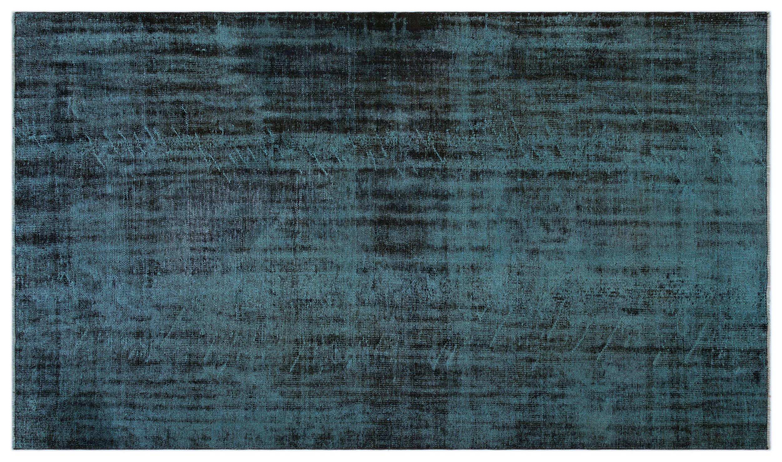 Turquoise  Over Dyed Vintage Rug 5'7'' x 9'8'' ft 170 x 295 cm