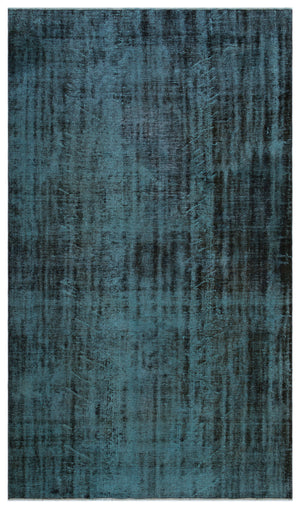 Turquoise  Over Dyed Vintage Rug 5'7'' x 9'8'' ft 170 x 295 cm