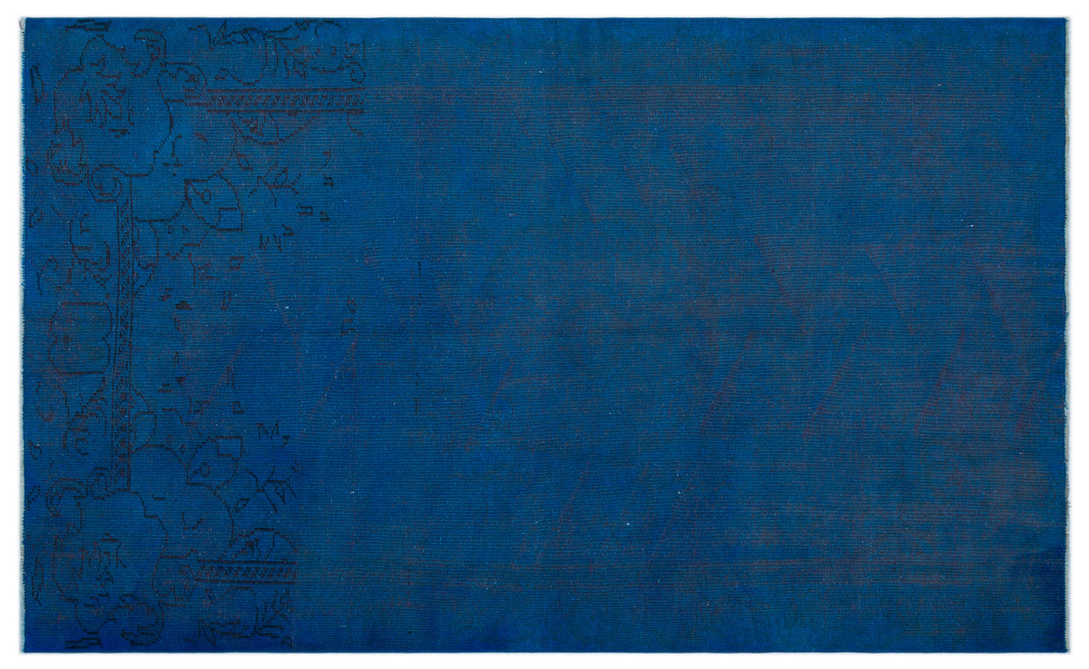 Blue Over Dyed Vintage Rug 5&#39;3&#39;&#39; x 8&#39;8&#39;&#39; ft 160 x 264 cm