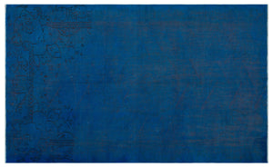 Blue Over Dyed Vintage Rug 5'3'' x 8'8'' ft 160 x 264 cm