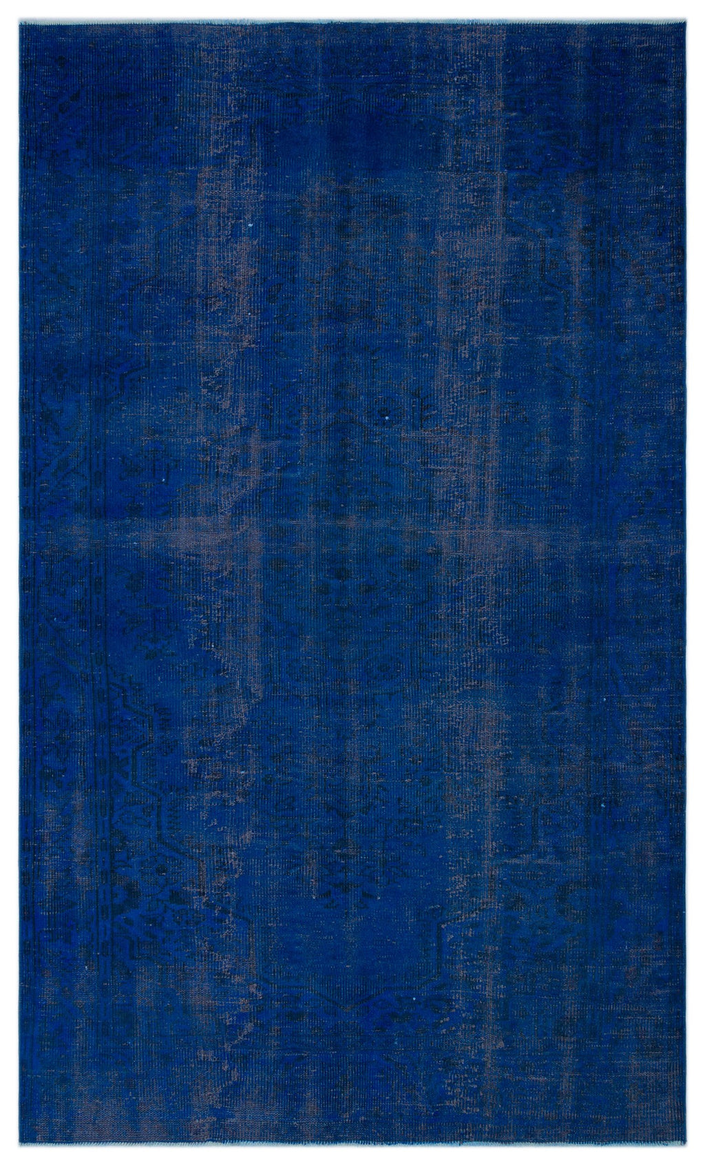 Blue Over Dyed Vintage Rug 5'7'' x 9'5'' ft 170 x 287 cm