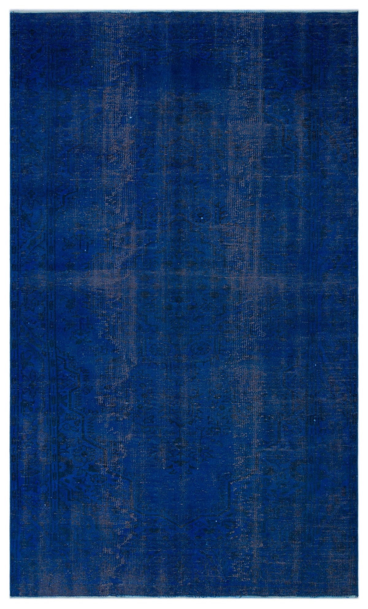 Blue Over Dyed Vintage Rug 5&#39;7&#39;&#39; x 9&#39;5&#39;&#39; ft 170 x 287 cm