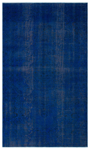 Blue Over Dyed Vintage Rug 5'7'' x 9'5'' ft 170 x 287 cm