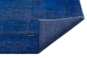 Blue Over Dyed Vintage Rug 5'7'' x 9'5'' ft 170 x 287 cm