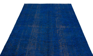 Blue Over Dyed Vintage Rug 5'7'' x 9'5'' ft 170 x 287 cm