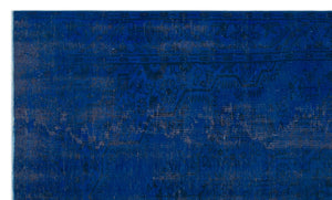 Blue Over Dyed Vintage Rug 5'7'' x 9'5'' ft 170 x 287 cm