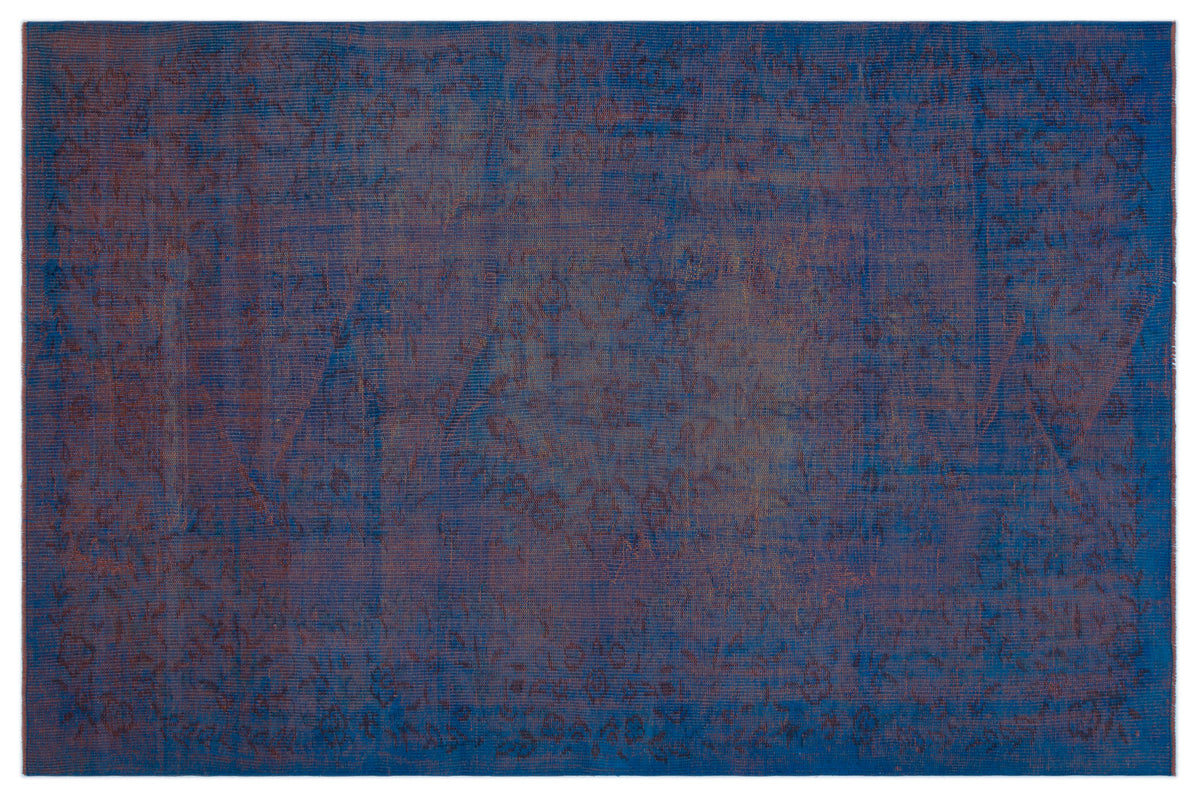 Blue Over Dyed Vintage Rug 5&#39;6&#39;&#39; x 8&#39;2&#39;&#39; ft 168 x 250 cm