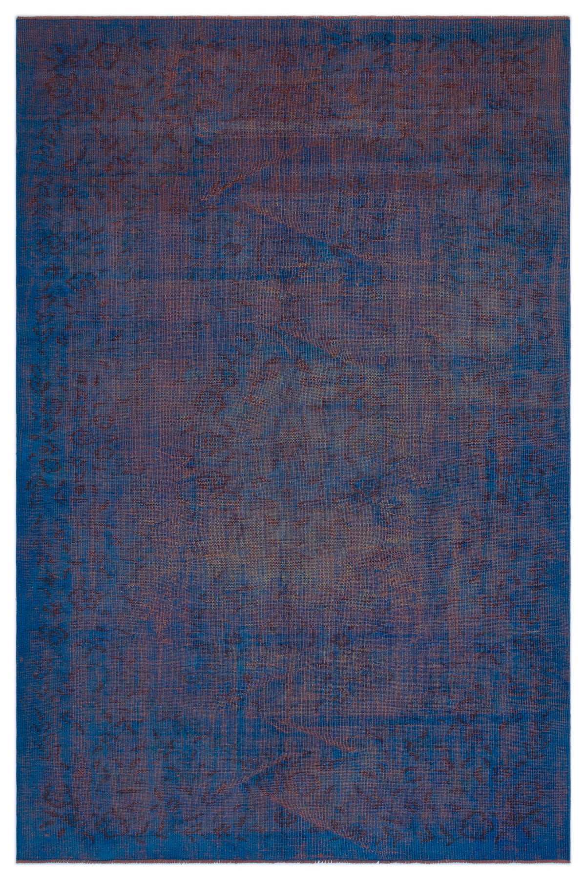 Blue Over Dyed Vintage Rug 5&#39;6&#39;&#39; x 8&#39;2&#39;&#39; ft 168 x 250 cm
