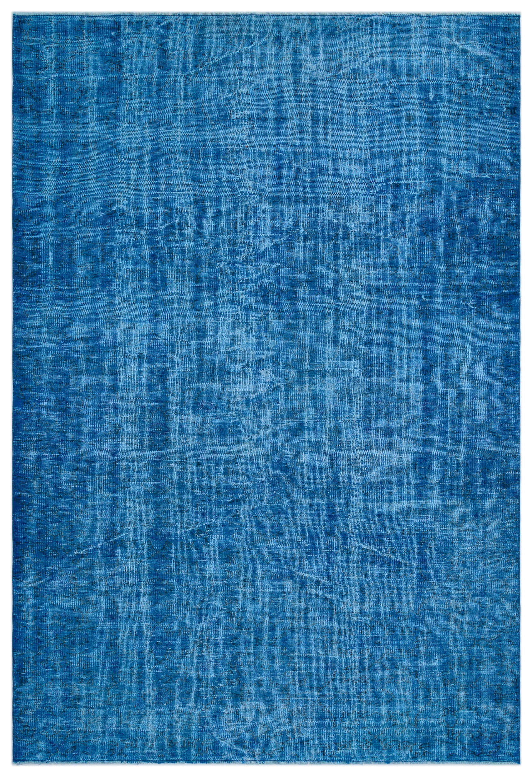 Blue Over Dyed Vintage Rug 6'6'' x 9'5'' ft 197 x 286 cm