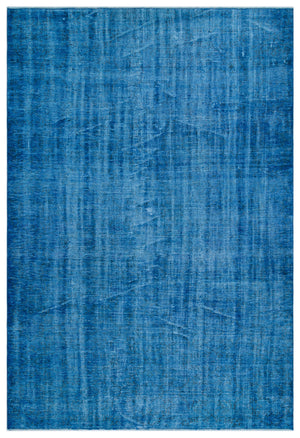 Blue Over Dyed Vintage Rug 6'6'' x 9'5'' ft 197 x 286 cm