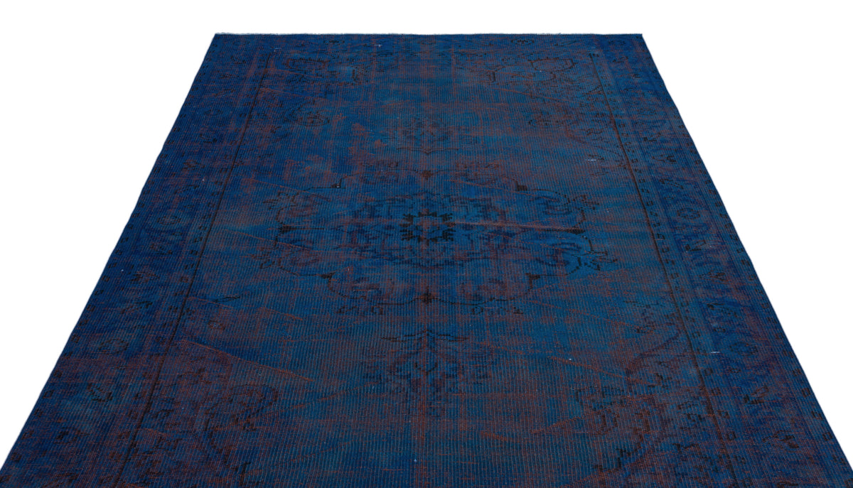 Blue Over Dyed Vintage Rug 5&#39;10&#39;&#39; x 9&#39;9&#39;&#39; ft 178 x 297 cm