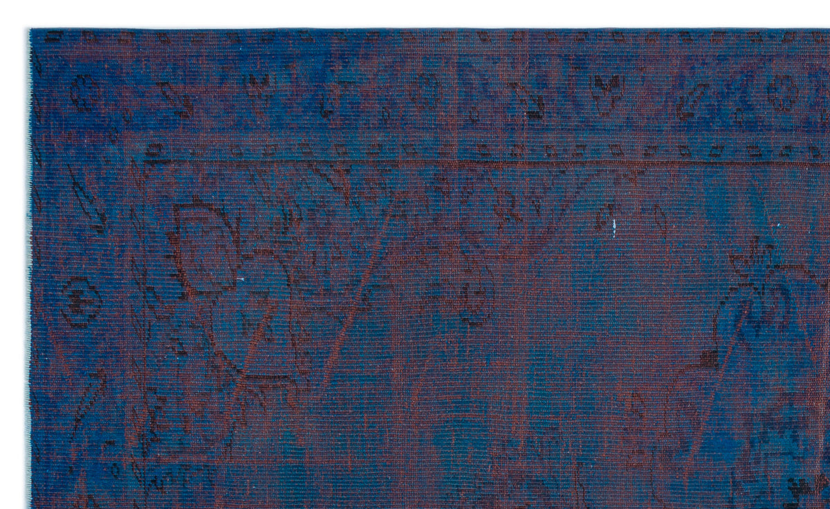 Blue Over Dyed Vintage Rug 5&#39;10&#39;&#39; x 9&#39;9&#39;&#39; ft 178 x 297 cm
