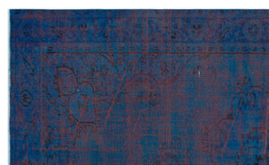 Blue Over Dyed Vintage Rug 5'10'' x 9'9'' ft 178 x 297 cm