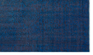 Blue Over Dyed Vintage Rug 4'11'' x 8'10'' ft 151 x 268 cm