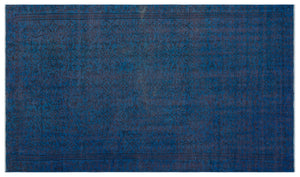 Blue Over Dyed Vintage Rug 4'11'' x 8'10'' ft 151 x 268 cm