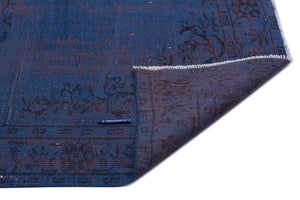 Blue Over Dyed Vintage Rug 5'1'' x 8'6'' ft 156 x 260 cm