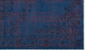 Blue Over Dyed Vintage Rug 5'1'' x 8'6'' ft 156 x 260 cm