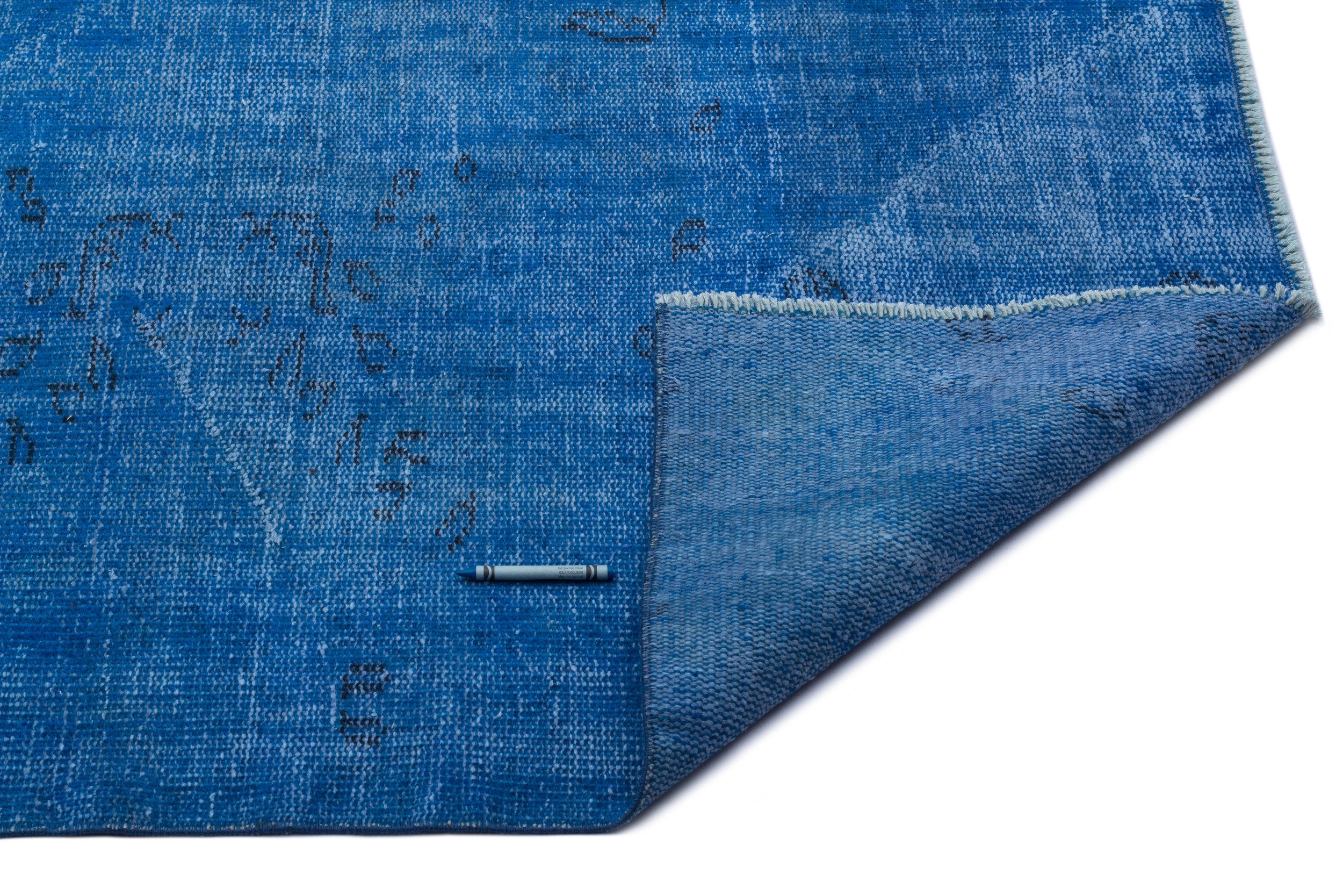 Blue Over Dyed Vintage Rug 5'11'' x 9'5'' ft 180 x 287 cm