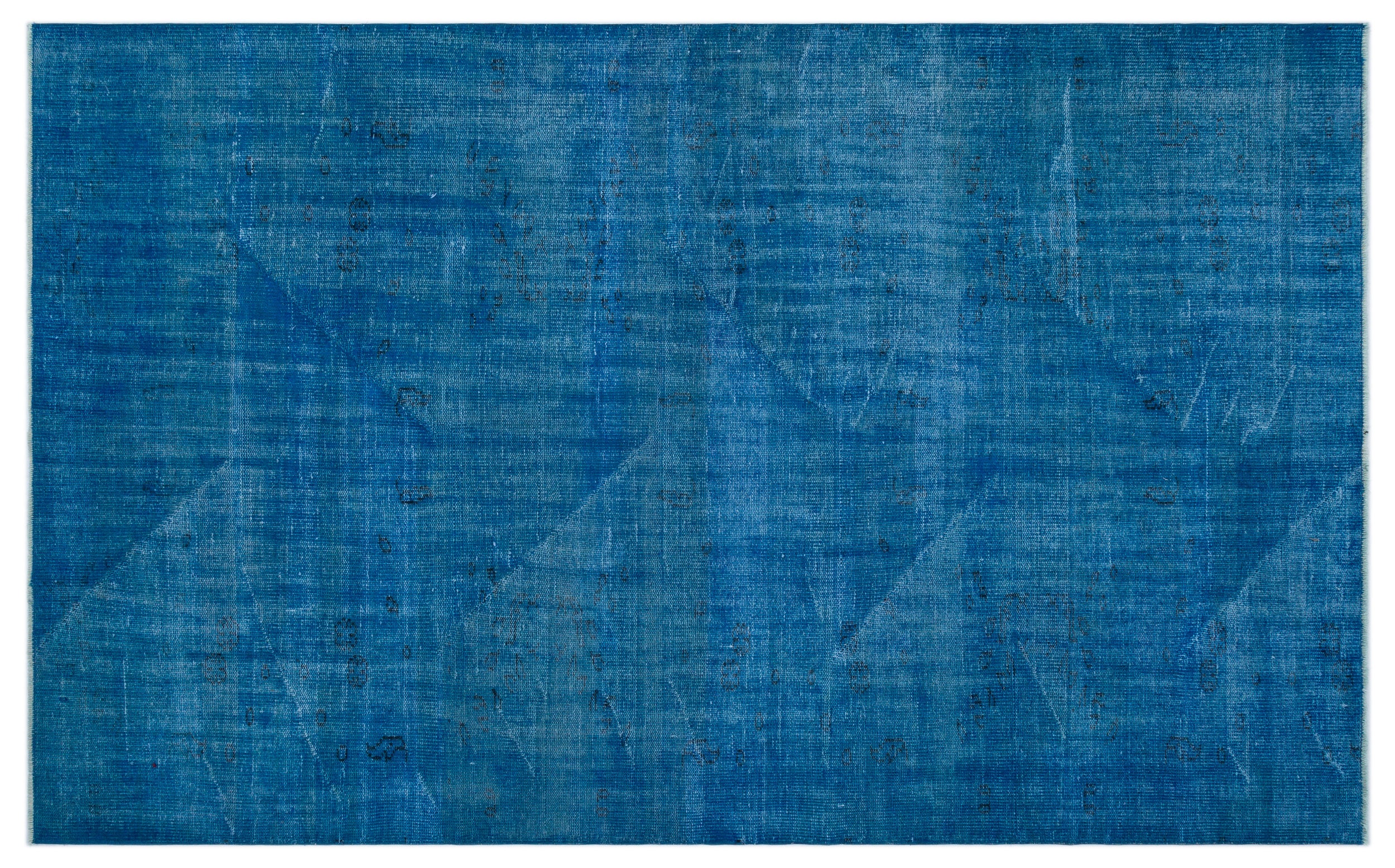 Blue Over Dyed Vintage Rug 5'11'' x 9'5'' ft 180 x 287 cm