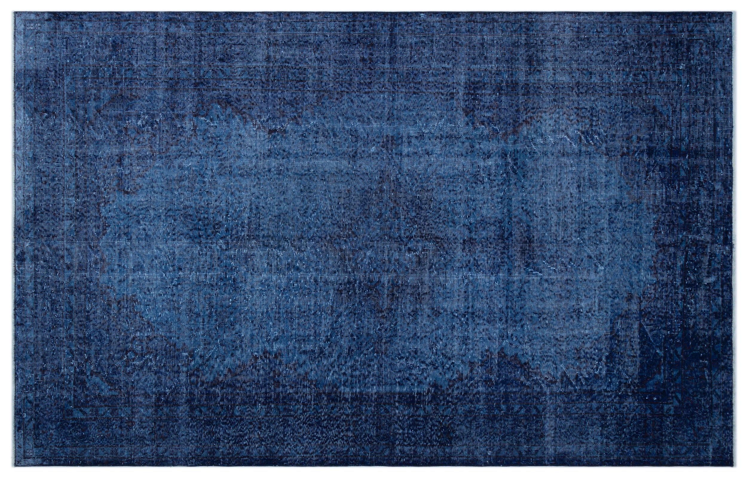 Blue Over Dyed Vintage Rug 6'0'' x 9'7'' ft 184 x 292 cm