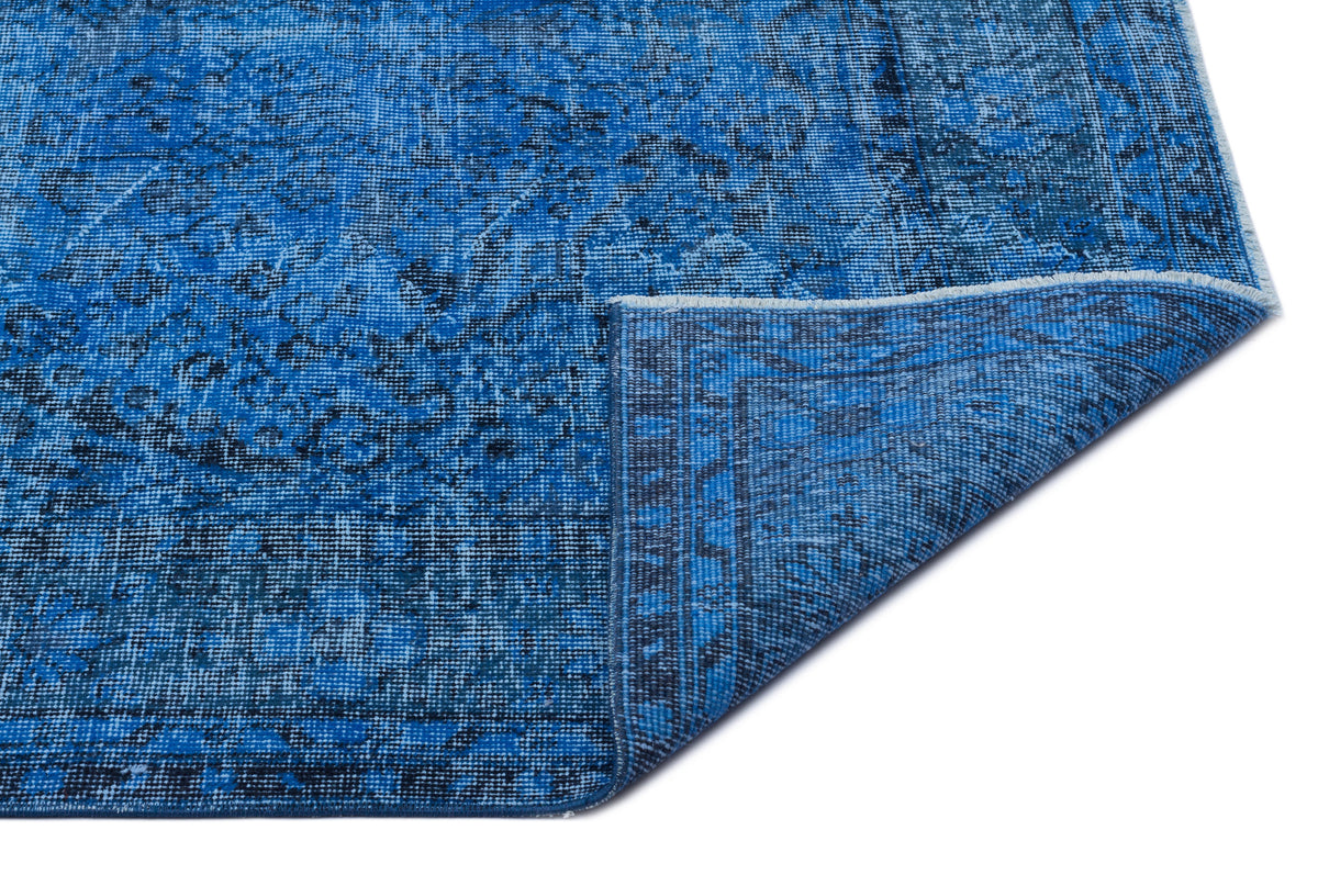 Blue Over Dyed Vintage Rug 5&#39;5&#39;&#39; x 8&#39;12&#39;&#39; ft 166 x 274 cm