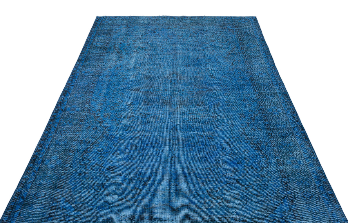Blue Over Dyed Vintage Rug 5&#39;5&#39;&#39; x 8&#39;12&#39;&#39; ft 166 x 274 cm