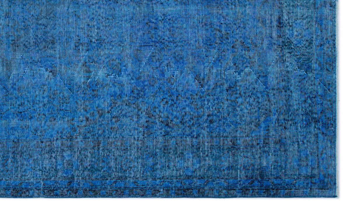 Blue Over Dyed Vintage Rug 5&#39;5&#39;&#39; x 8&#39;12&#39;&#39; ft 166 x 274 cm