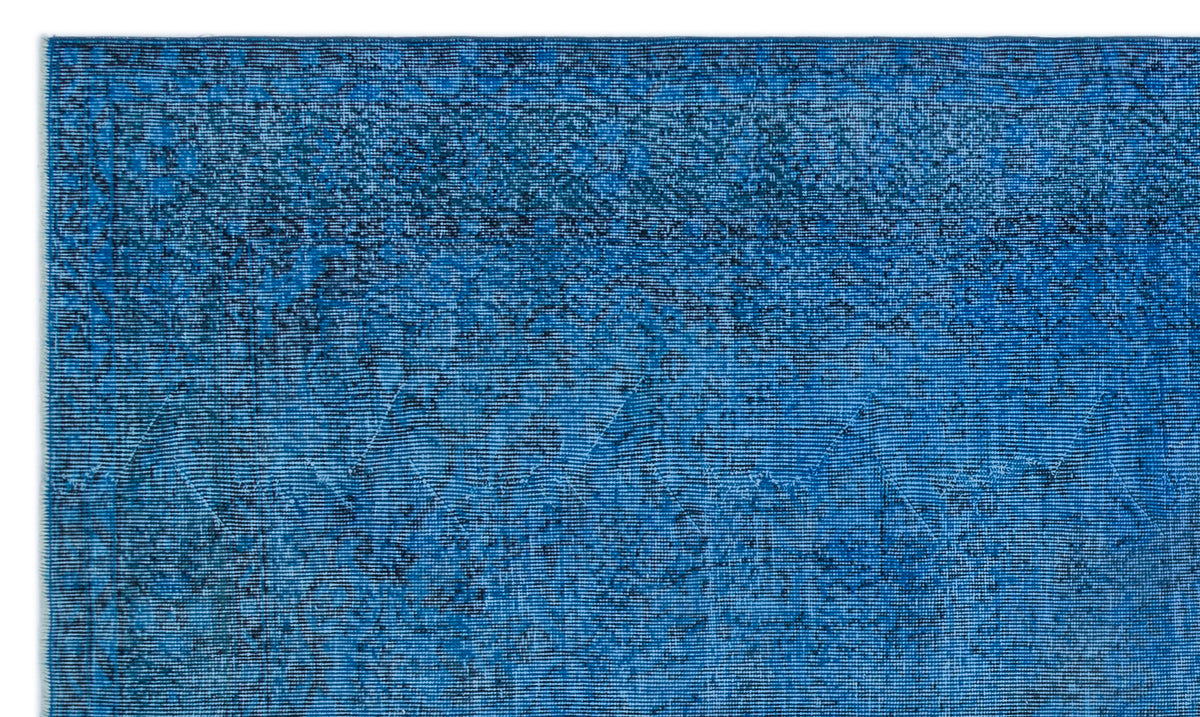 Blue Over Dyed Vintage Rug 5&#39;5&#39;&#39; x 8&#39;12&#39;&#39; ft 166 x 274 cm