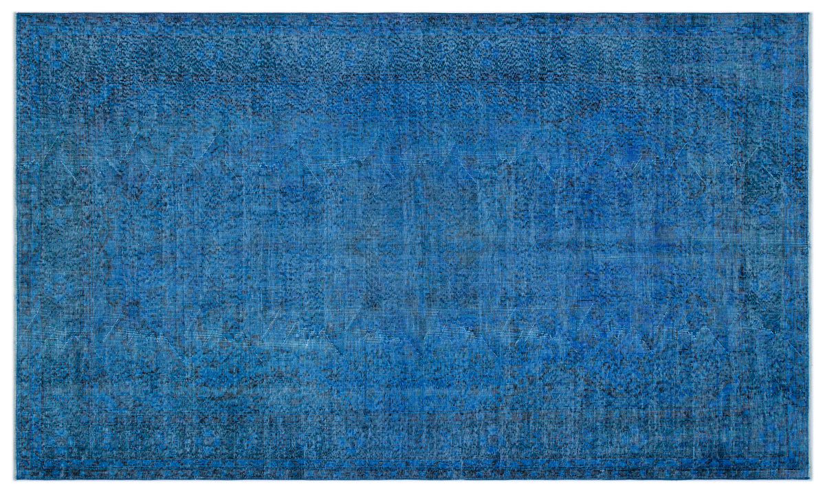 Blue Over Dyed Vintage Rug 5&#39;5&#39;&#39; x 8&#39;12&#39;&#39; ft 166 x 274 cm