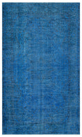 Blue Over Dyed Vintage Rug 5'5'' x 8'12'' ft 166 x 274 cm