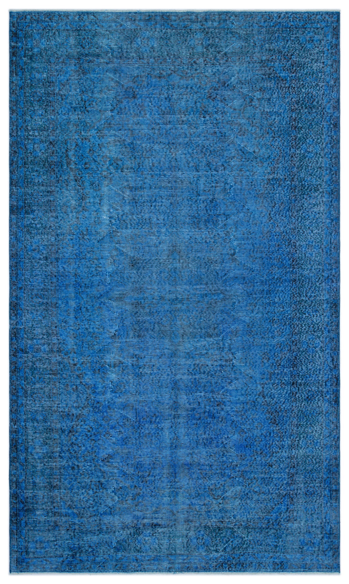 Blue Over Dyed Vintage Rug 5&#39;5&#39;&#39; x 8&#39;12&#39;&#39; ft 166 x 274 cm