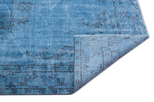 Turquoise  Over Dyed Vintage Rug 4'10'' x 7'9'' ft 147 x 235 cm