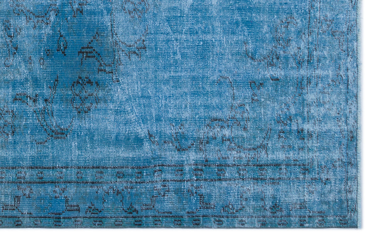Turquoise  Over Dyed Vintage Rug 4&#39;10&#39;&#39; x 7&#39;9&#39;&#39; ft 147 x 235 cm