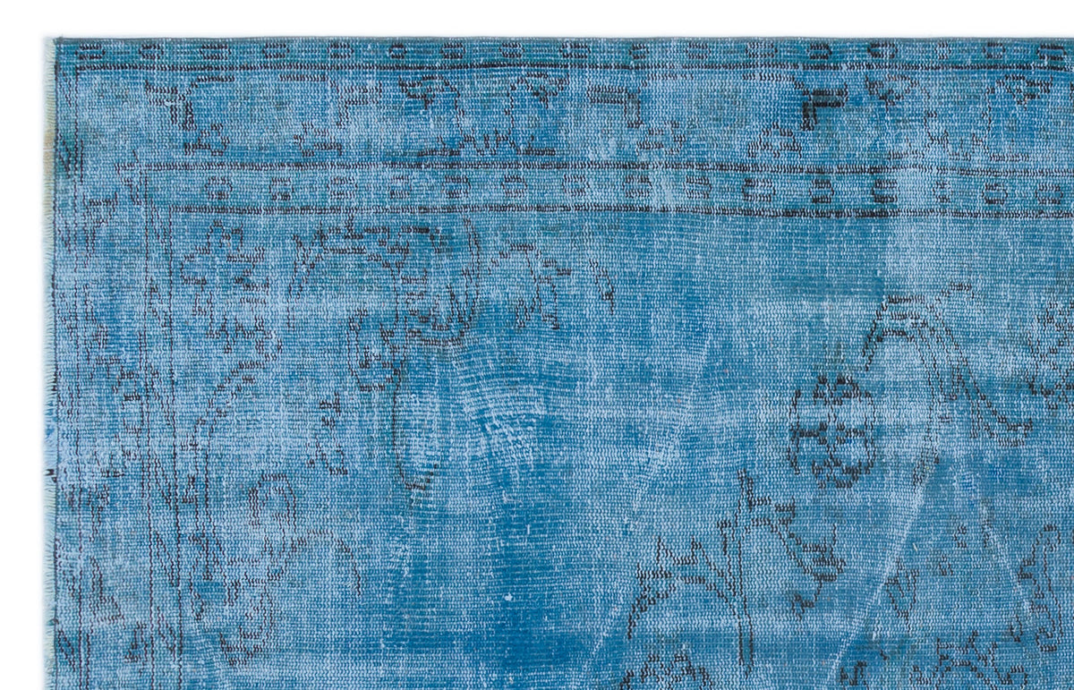Turquoise  Over Dyed Vintage Rug 4&#39;10&#39;&#39; x 7&#39;9&#39;&#39; ft 147 x 235 cm