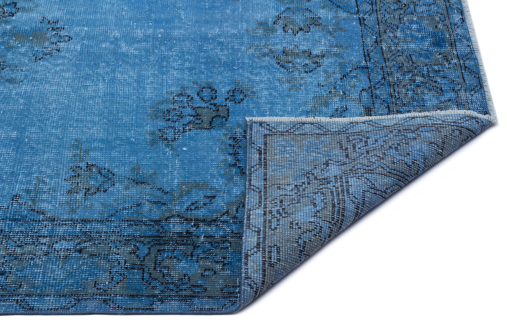 Turquoise  Over Dyed Vintage Rug 4'4'' x 8'2'' ft 132 x 250 cm