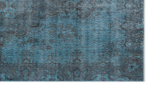 Blue Over Dyed Vintage Rug 4'11'' x 8'7'' ft 150 x 262 cm