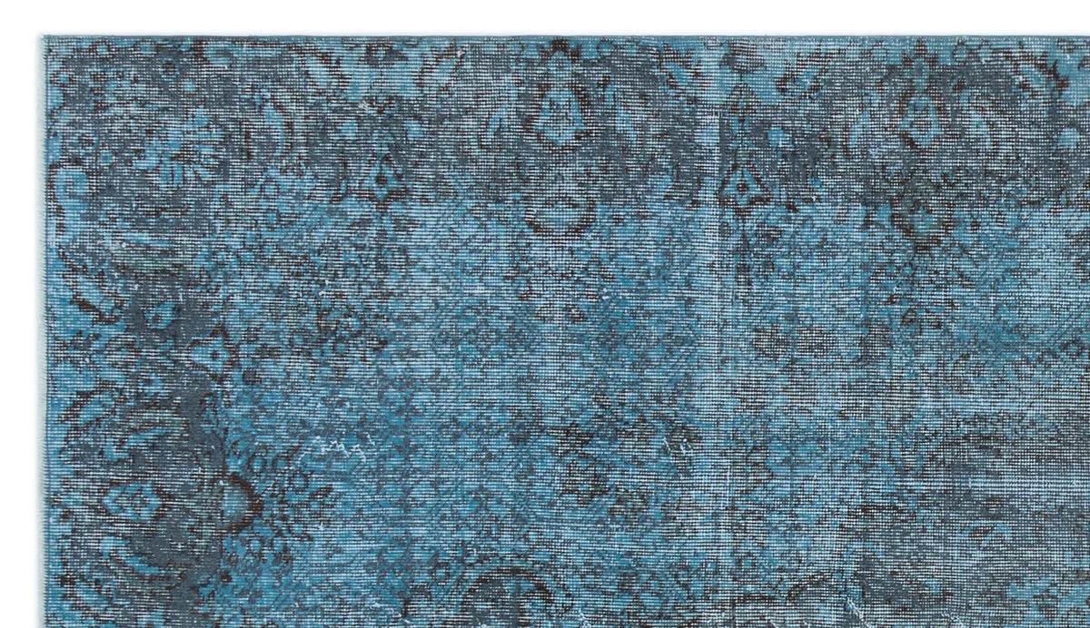 Blue Over Dyed Vintage Rug 4&#39;11&#39;&#39; x 8&#39;7&#39;&#39; ft 150 x 262 cm