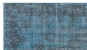Blue Over Dyed Vintage Rug 4'11'' x 8'7'' ft 150 x 262 cm