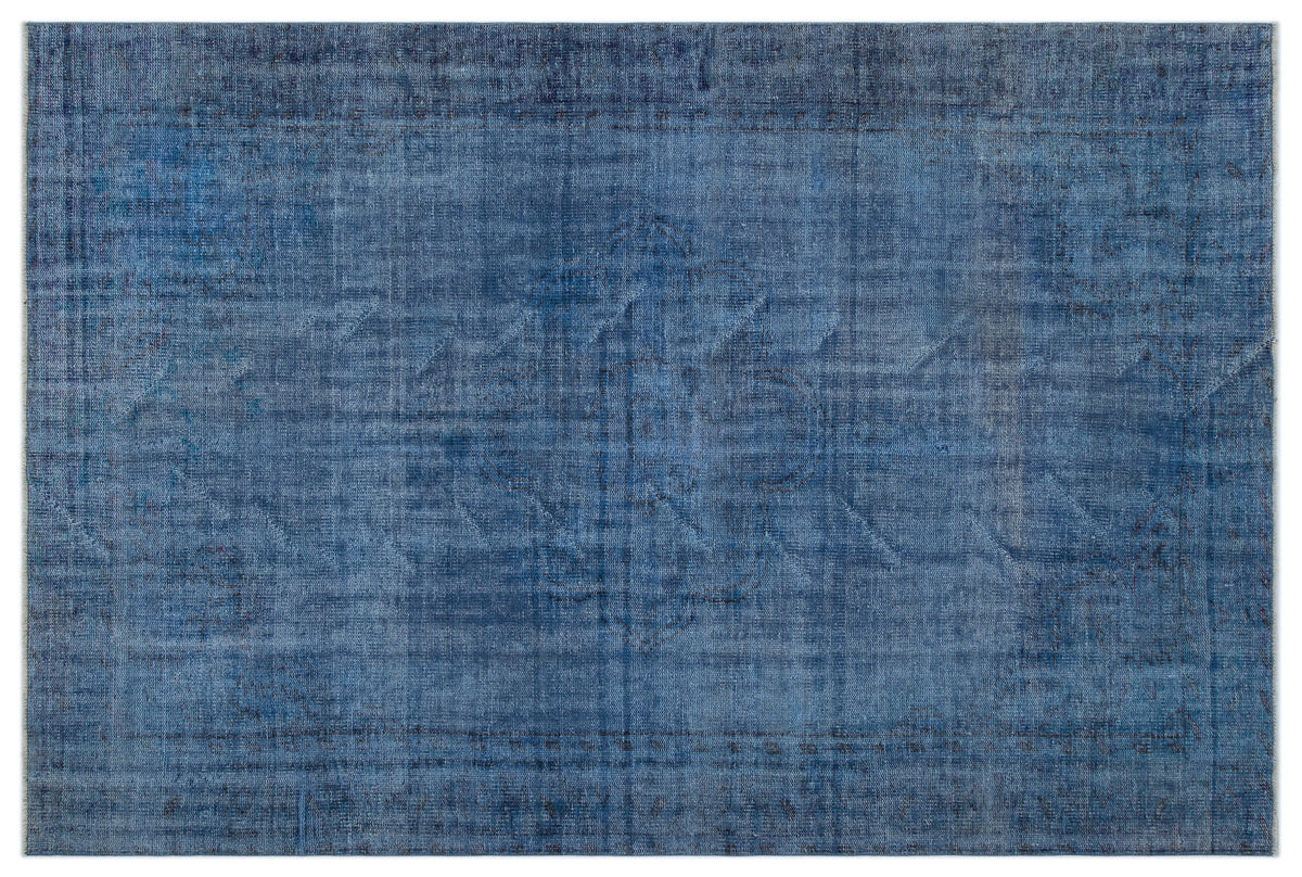 Blue Over Dyed Vintage Rug 5&#39;10&#39;&#39; x 8&#39;8&#39;&#39; ft 177 x 265 cm