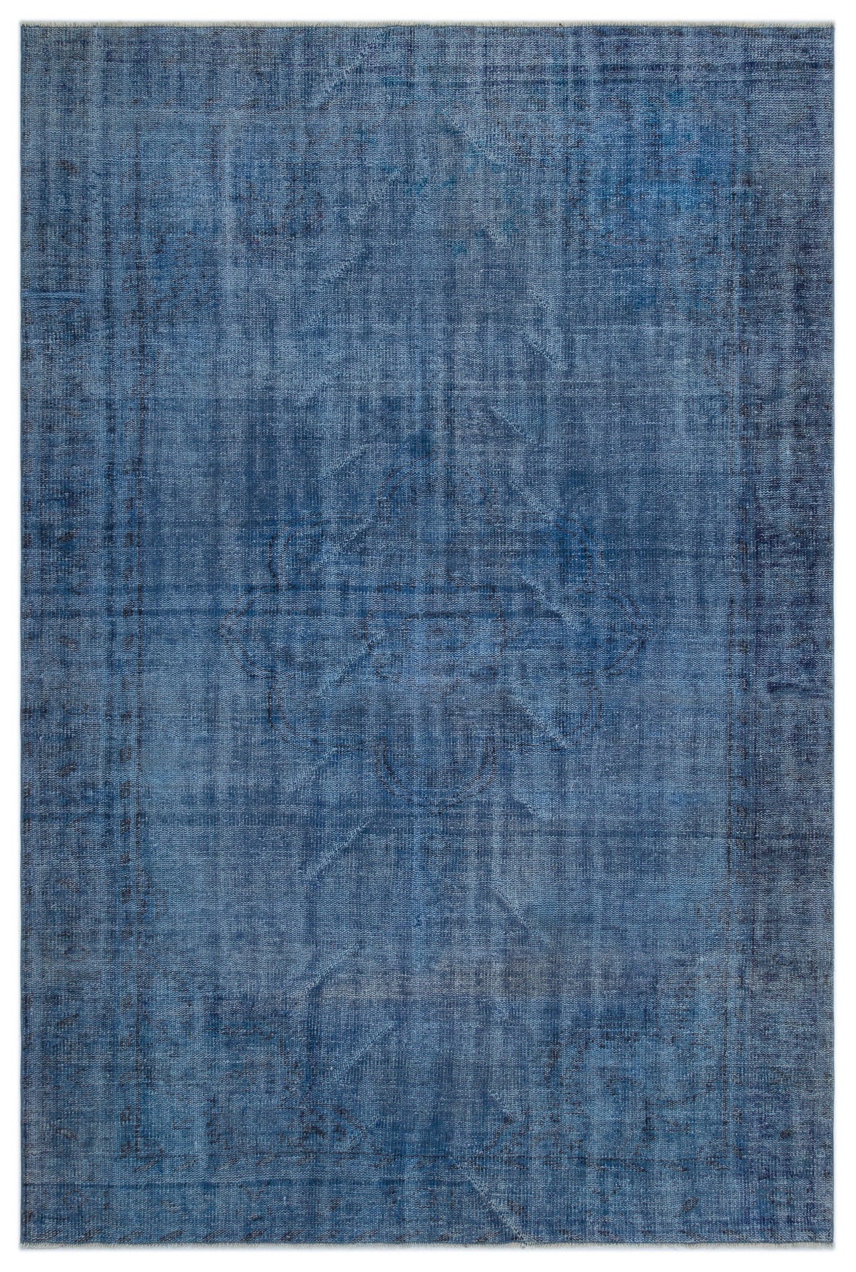 Blue Over Dyed Vintage Rug 5&#39;10&#39;&#39; x 8&#39;8&#39;&#39; ft 177 x 265 cm
