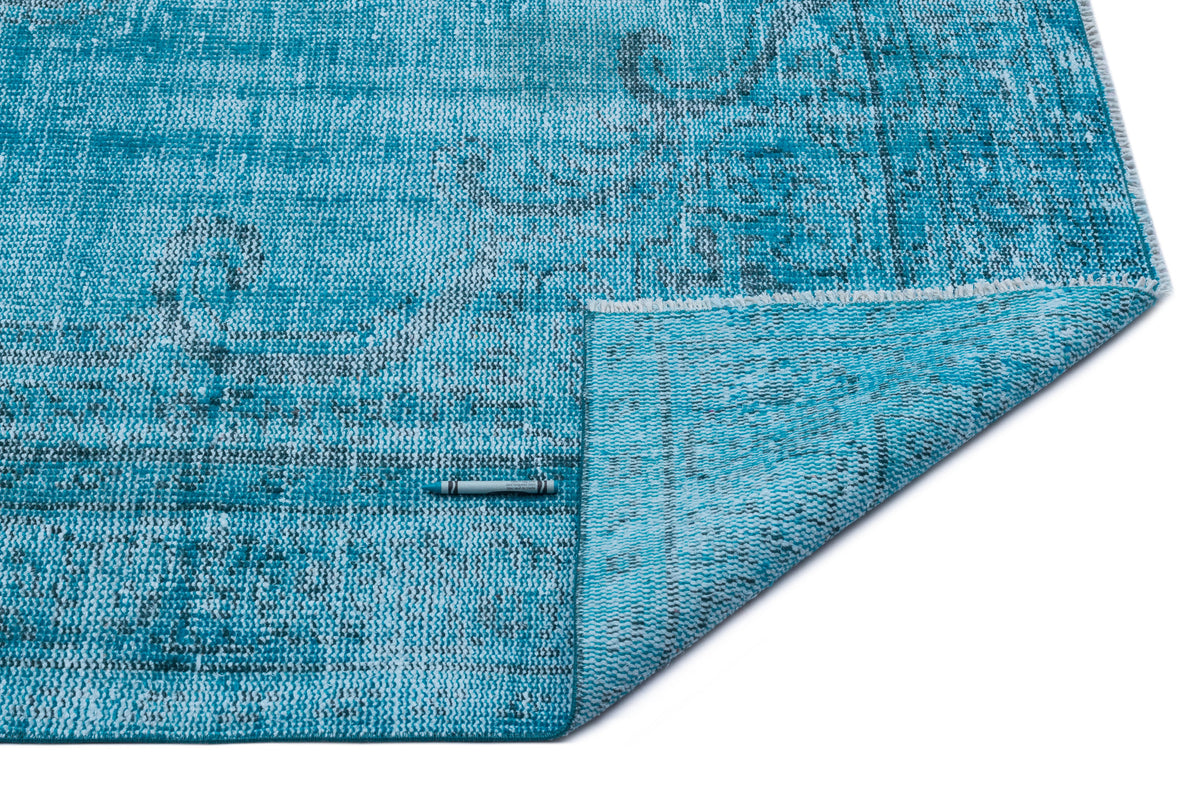 Turquoise  Over Dyed Vintage Rug 6&#39;1&#39;&#39; x 9&#39;1&#39;&#39; ft 185 x 277 cm