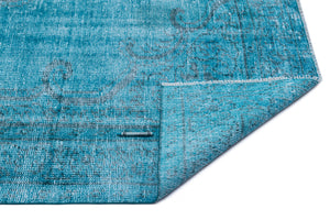 Turquoise  Over Dyed Vintage Rug 6'1'' x 9'1'' ft 185 x 277 cm