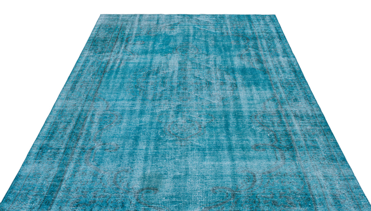 Turquoise  Over Dyed Vintage Rug 6&#39;1&#39;&#39; x 9&#39;1&#39;&#39; ft 185 x 277 cm