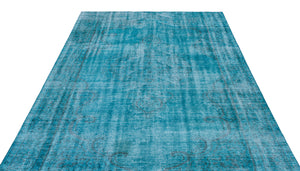 Turquoise  Over Dyed Vintage Rug 6'1'' x 9'1'' ft 185 x 277 cm