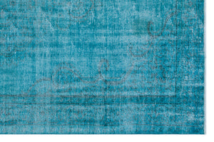 Turquoise  Over Dyed Vintage Rug 6'1'' x 9'1'' ft 185 x 277 cm